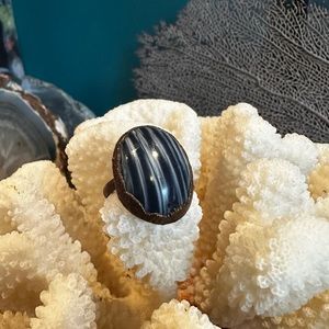 NEW Handmade Black and White Stone Statement Ring - Size 6 and 6.5 Available
